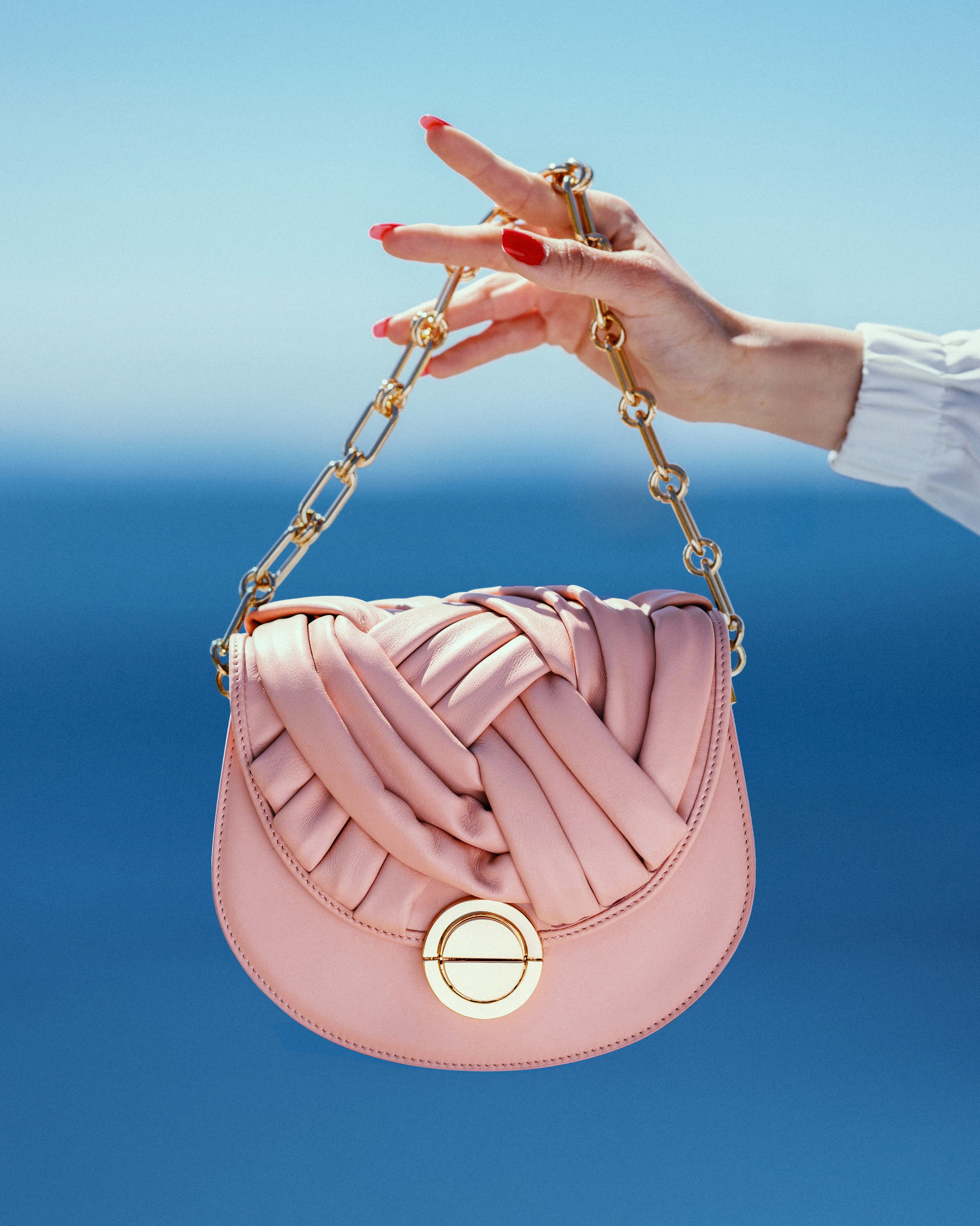 ALMA | Borsa in pelle con intreccio | Nude