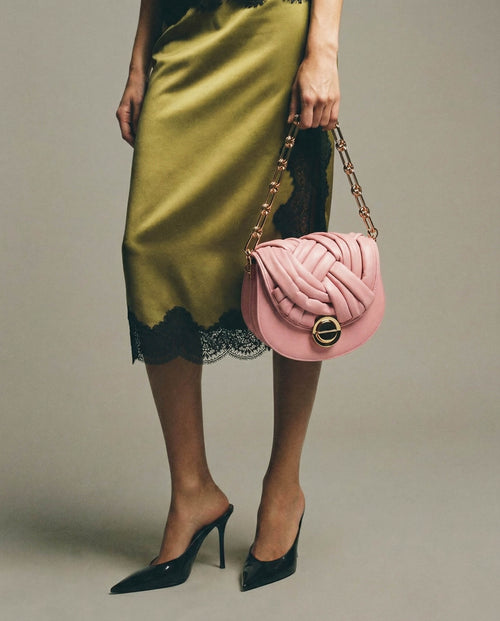 ALMA | Borsa in pelle con intreccio | Nude