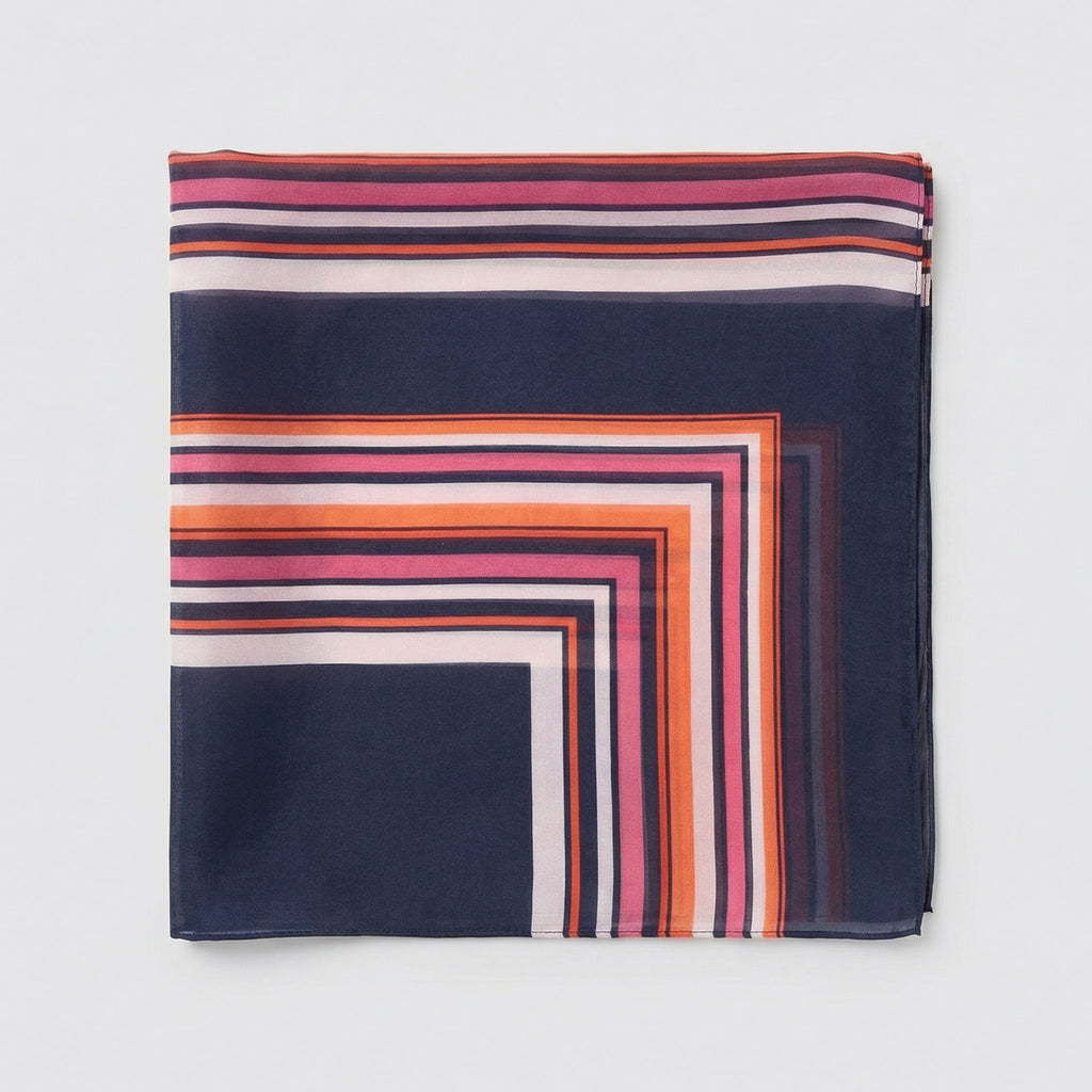 Foulard in Seta Square – Blue Navy e Pop Stripes