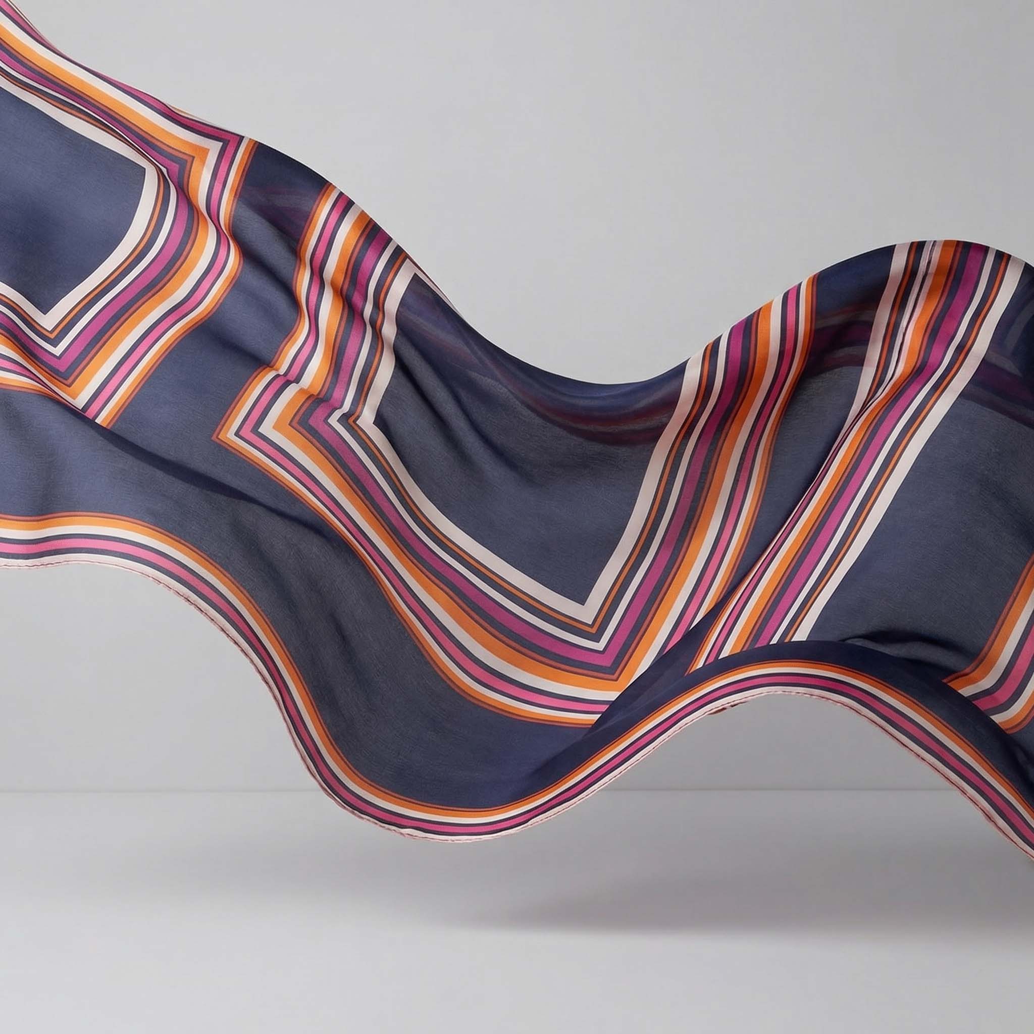 Foulard in Seta Square – Blue Navy e Pop Stripes