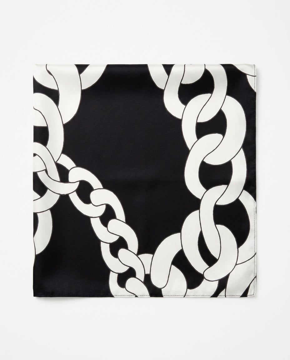 Maxi Foulard in Seta Bianco e Nero - Stampa Catene | Serein