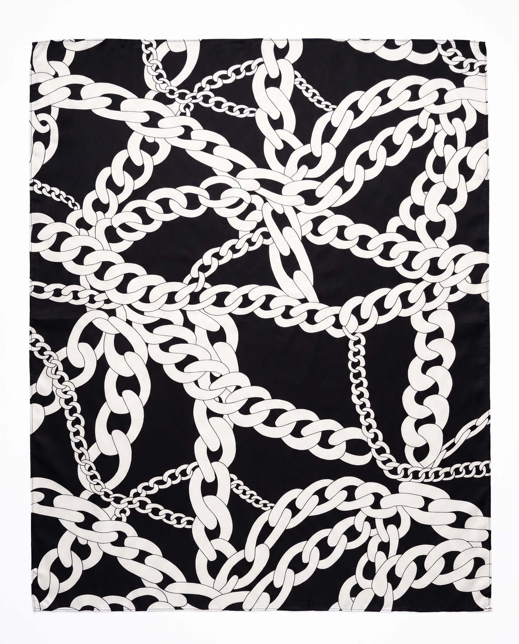 Maxi Foulard in Seta Bianco e Nero - Stampa Catene | Serein