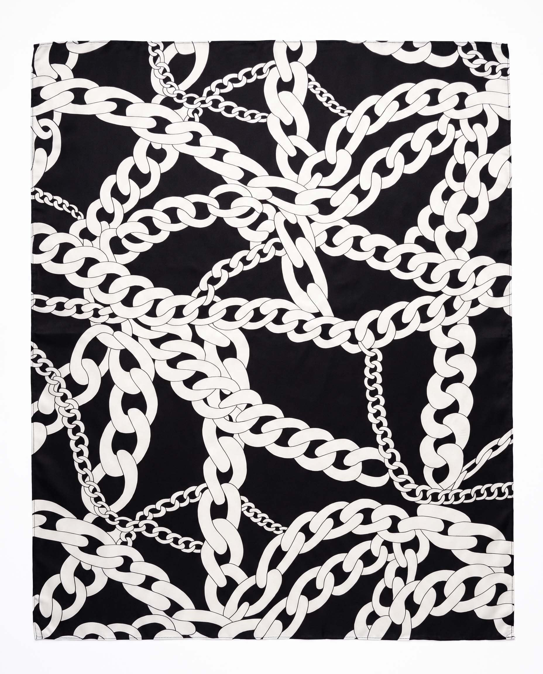 Maxi Foulard in Seta Bianco e Nero - Stampa Catene | Serein