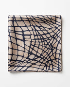 Maxi foulard - Résille abstraite beige et bleu foncé