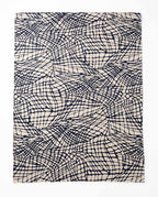 Maxi foulard - Résille abstraite beige et bleu foncé