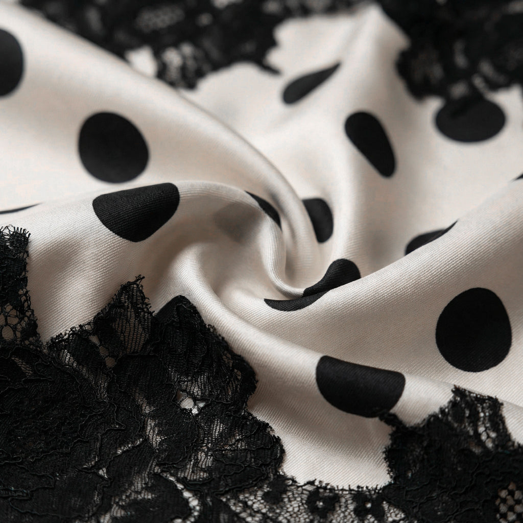 Foulard in Seta - Pois con Pizzo Nero