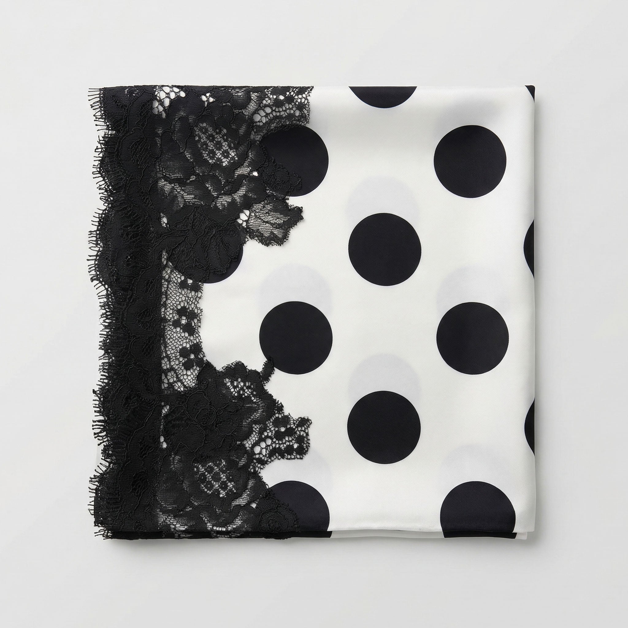 Foulard in Seta - Pois con Pizzo Nero