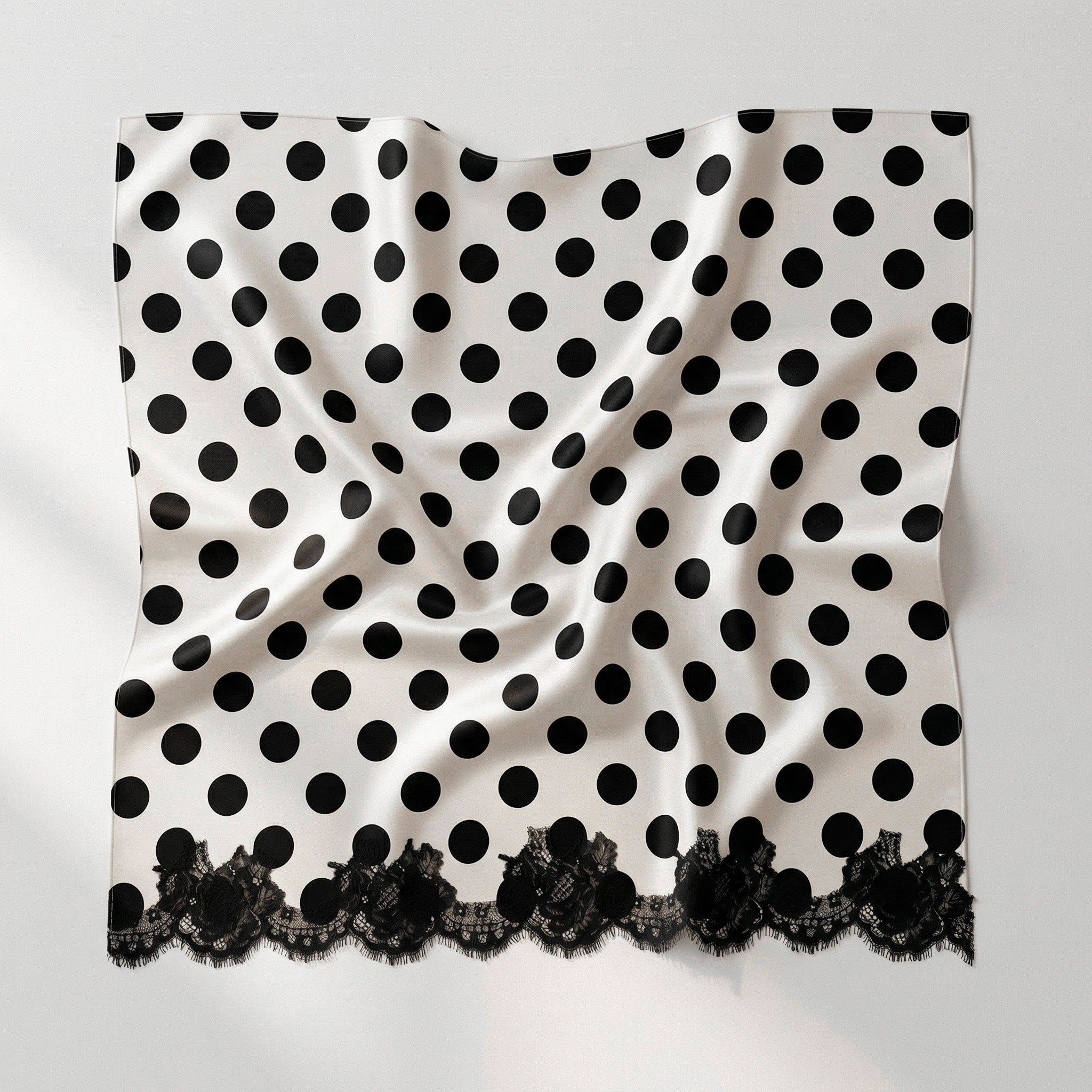 Foulard in Seta - Pois con Pizzo Nero