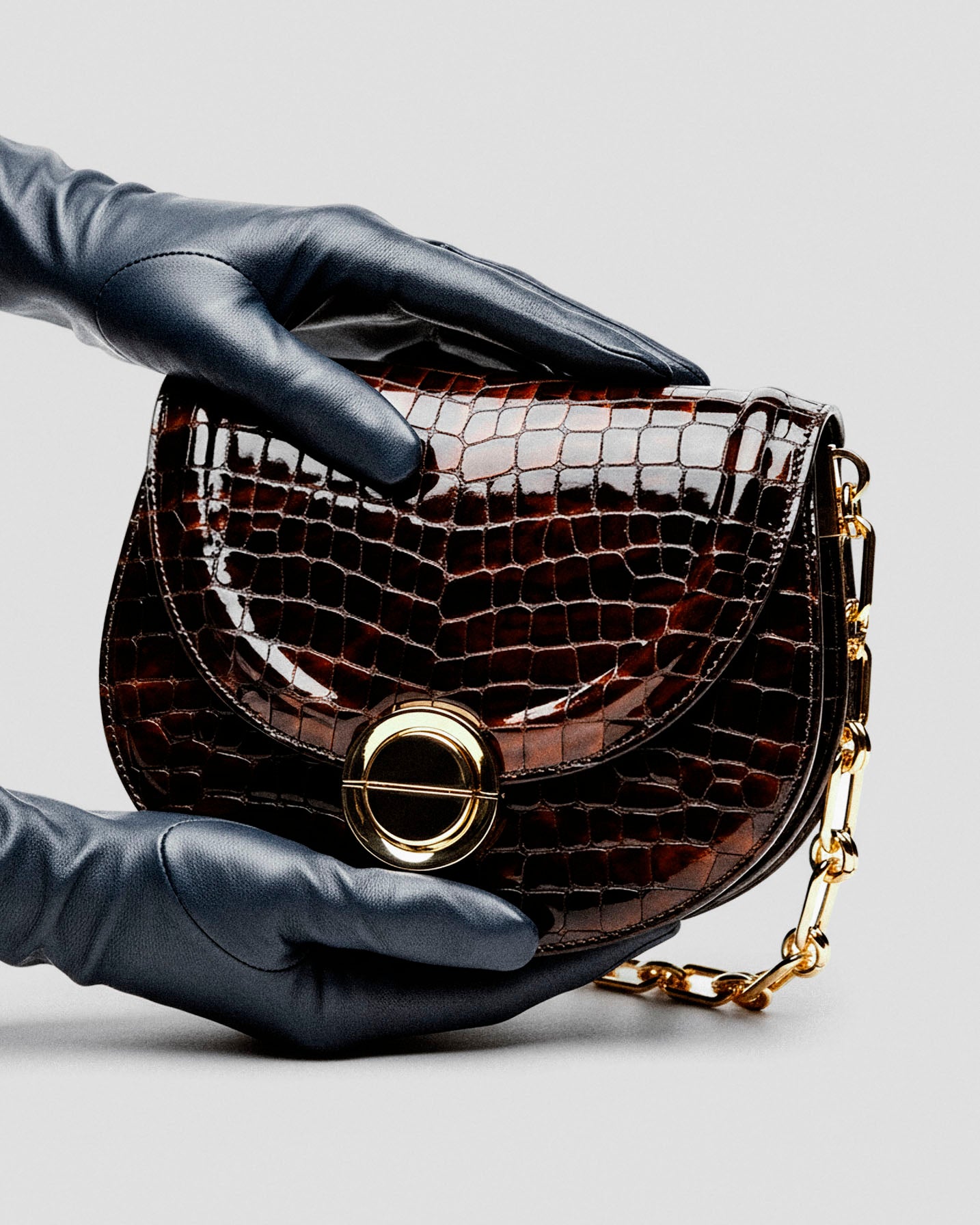 TECLA | Borsa in pelle | Stampa Coccodrillo