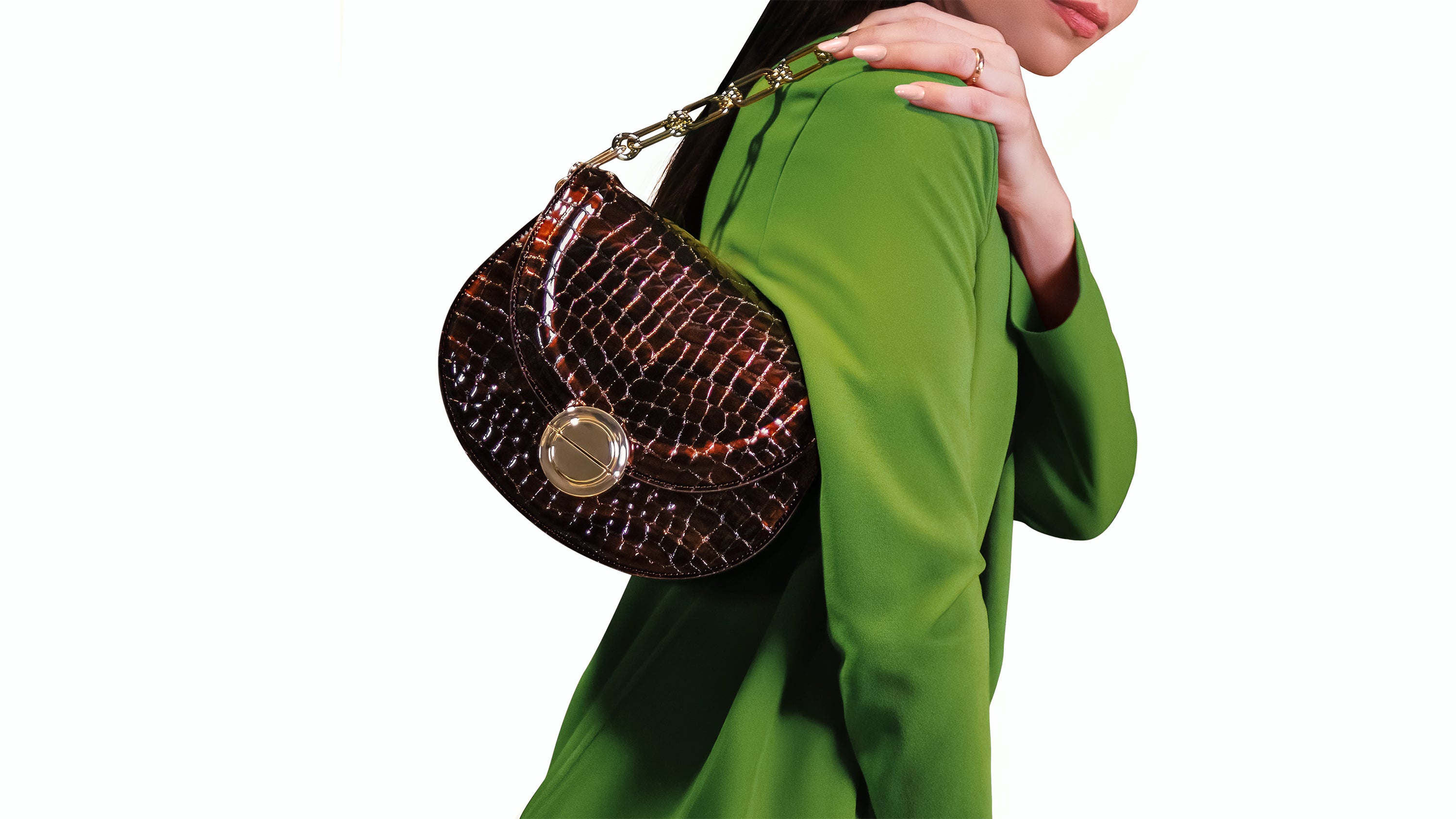 TECLA | Borsa in pelle | Stampa Coccodrillo