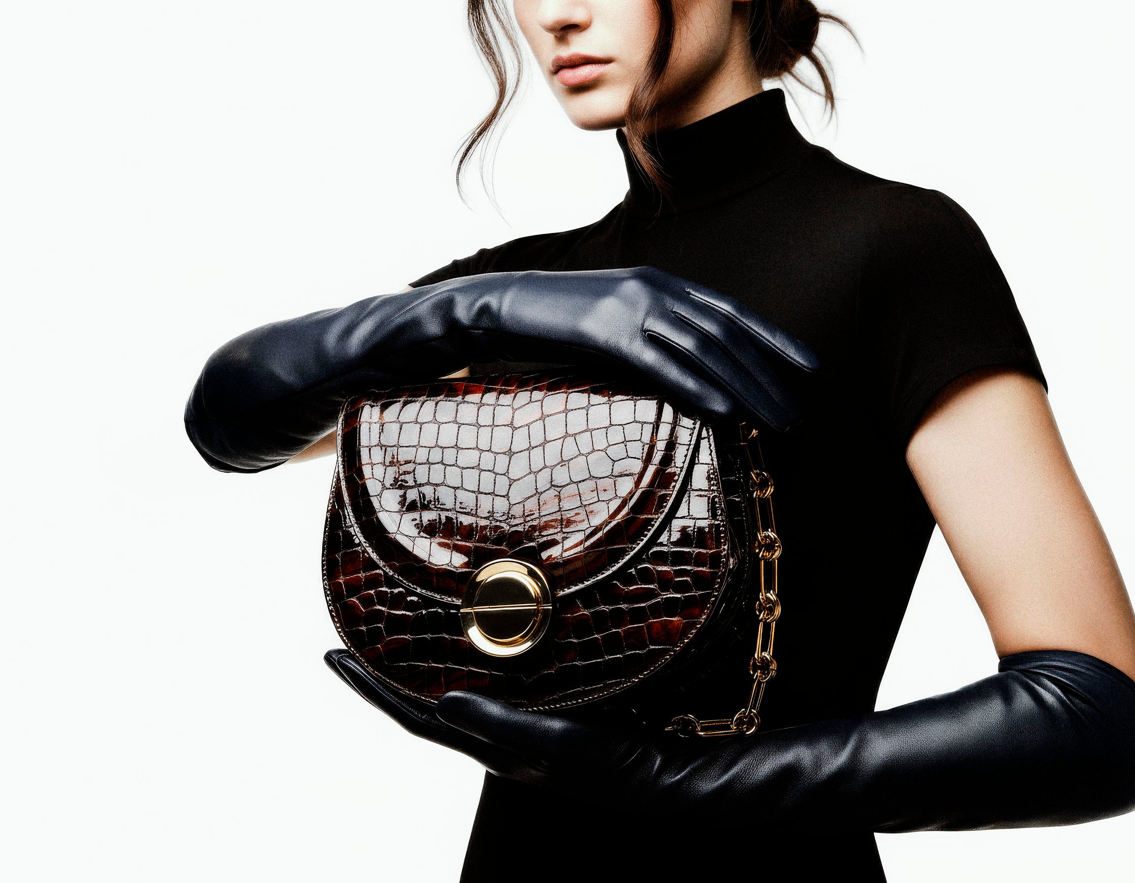 TECLA | Borsa in pelle | Stampa Coccodrillo