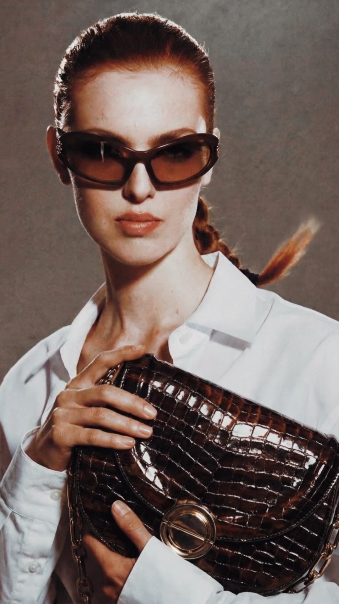 TECLA | Borsa in pelle | Stampa Coccodrillo