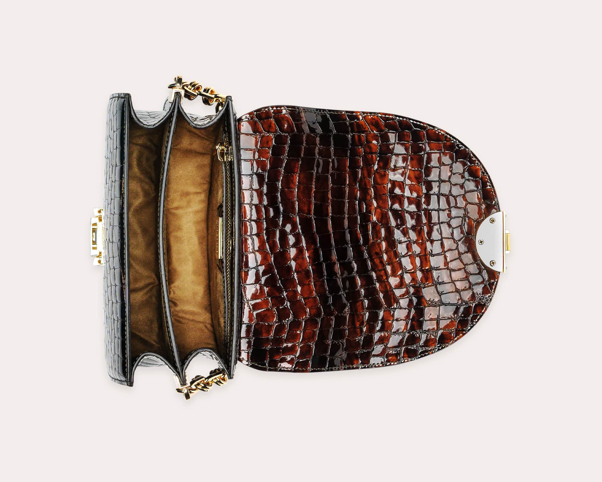 TECLA | Borsa in pelle | Stampa Coccodrillo