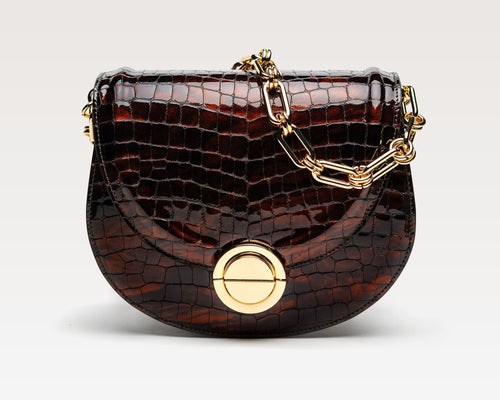 TECLA | Borsa in pelle | Stampa Coccodrillo