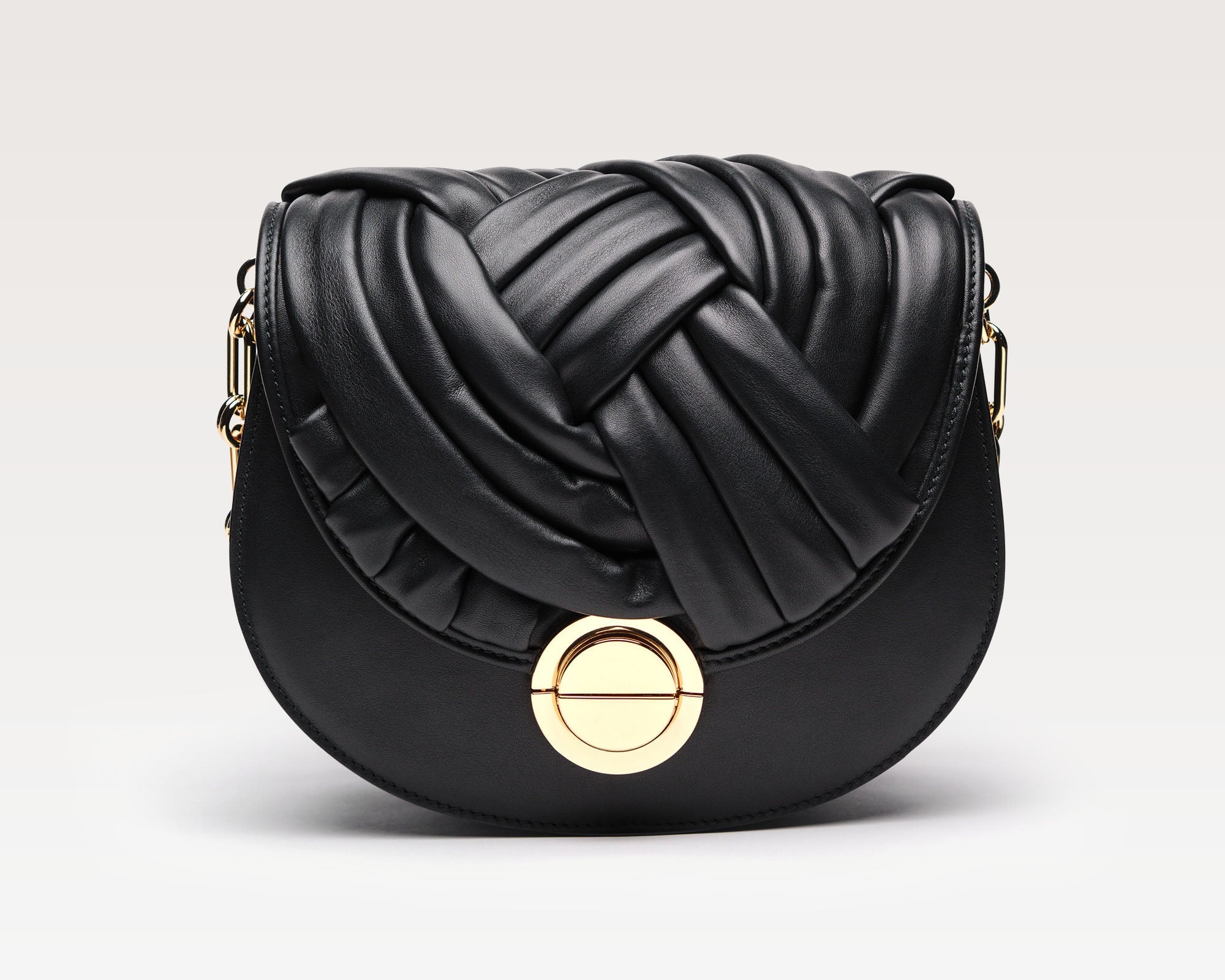 ALMA | Borsa in pelle con intreccio | Nera