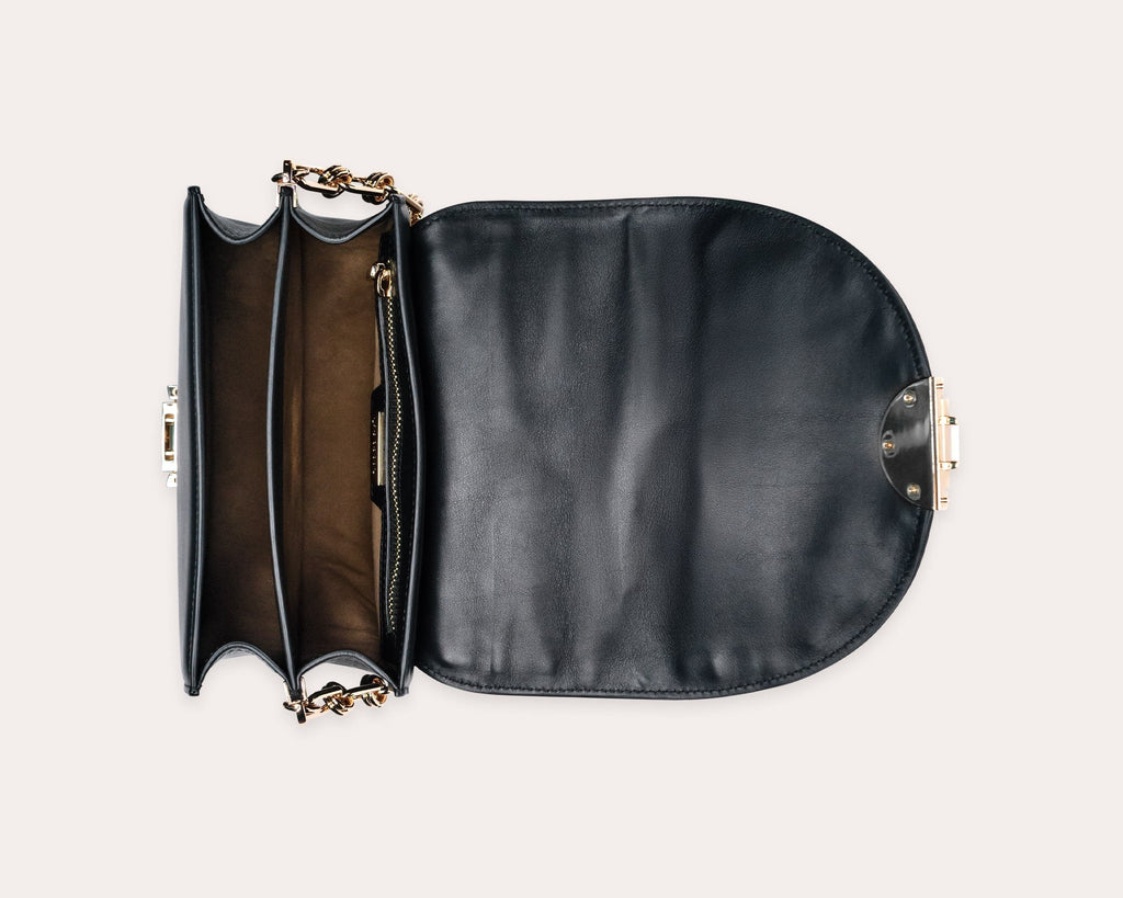ALMA | Borsa in pelle con intreccio | Nera