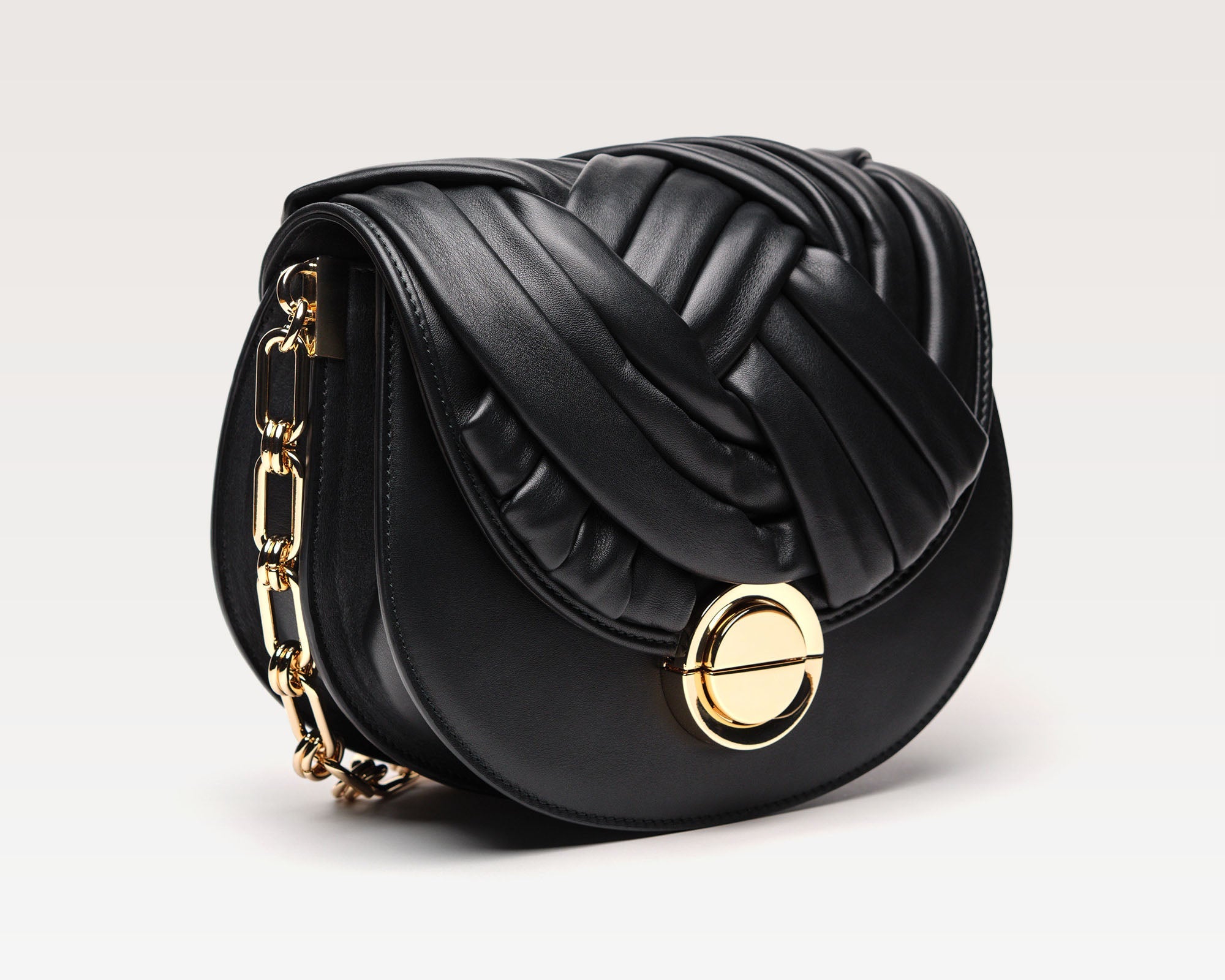 ALMA | Borsa in pelle con intreccio | Nera